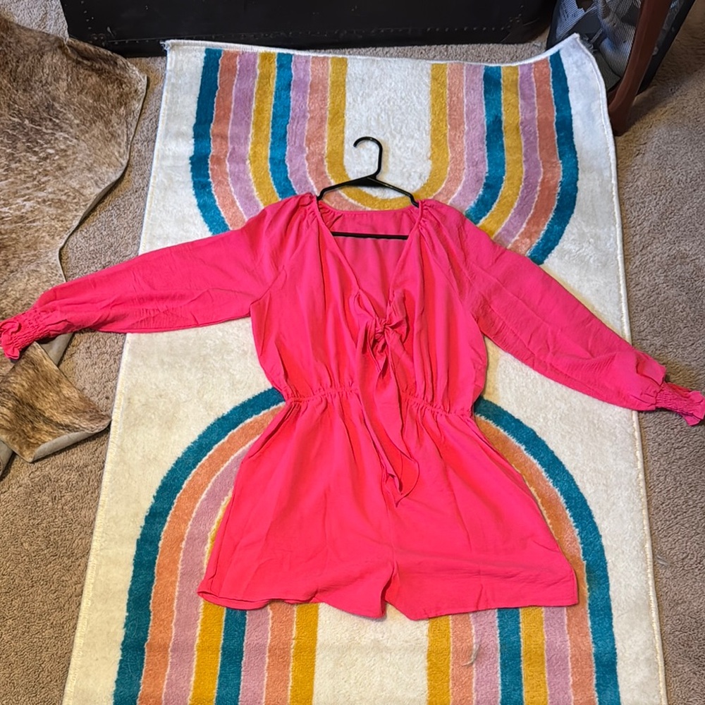 Pink Long Sleeve shorts Romper